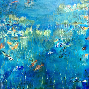 Plenty More Fish In The Sea? – Acrylic Painting and Collage – Hampton London Artist Jennifer Brown
