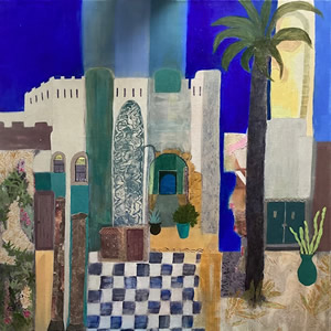 Moroccan Courtyard 2 Painting – Art Gallery of Hampton London Artist Jennifer Brown